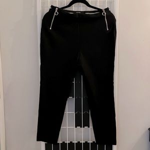 Zara black legging with zips and white stripe elastic band detail